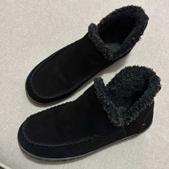 Minnetonka Pull On “Taren”Leather Booties-Sz 9-Black-Berber Lining - Picture 3 of 15